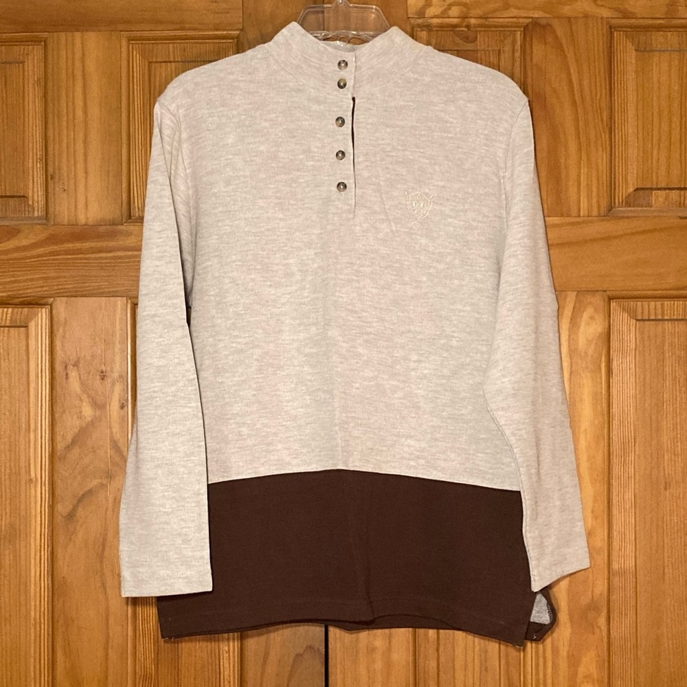 NWOT Preswick & Moore Petites Vintage 90s Top Mock Neck Long Sleeve Brown Sz LP
